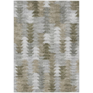 HomeRoots 5' Modern Geometric Washable Area Rug in Brown, Beige, and Gray for Indoor & Outdoor Spaces 8' X 10' 579502