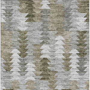 HomeRoots 5' Modern Geometric Washable Area Rug in Brown, Beige, and Gray for Indoor & Outdoor Spaces 8' X 10' 579502