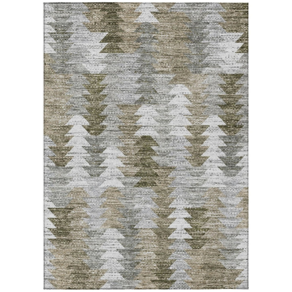 HomeRoots 9' Washable Geometric Area Rug in Brown, Beige & Gray – Stylish, Durable, Indoor/Outdoor Essential 9' X 12' 579503