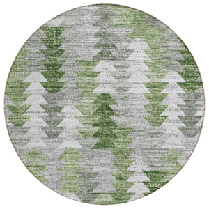 HomeRoots 5' Geometric Green Area Rug - Durable, Washable Indoor/Outdoor Design for Modern Spaces and High Traffic 8' Round 579507