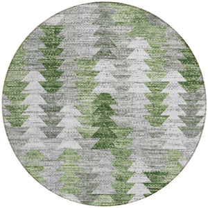 HomeRoots 5' Geometric Green Area Rug - Durable, Washable Indoor/Outdoor Design for Modern Spaces and High Traffic 8' Round 579507