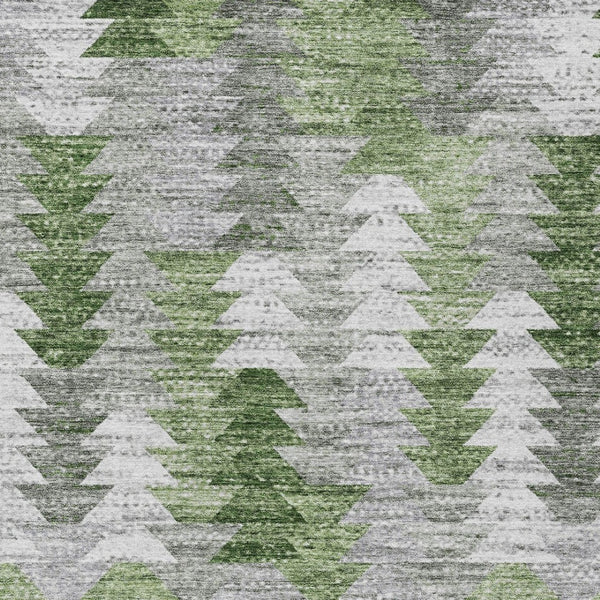 HomeRoots 5' Geometric Green Area Rug - Durable, Washable Indoor/Outdoor Design for Modern Spaces and High Traffic 10' X 14' 579510