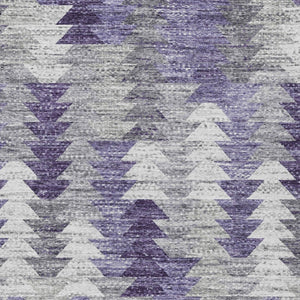 HomeRoots 5' Stylish Purple Lavender and Gray Geometric Area Rug for Indoor and Outdoor Spaces, Washable Design 5' X 8' 579512