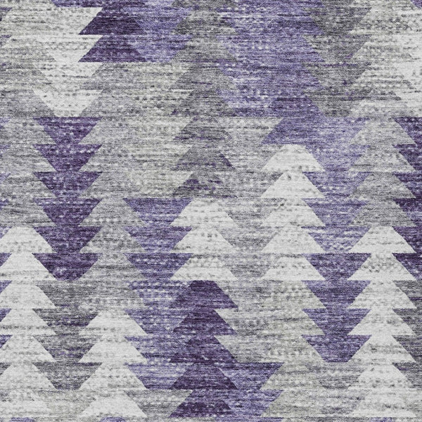 HomeRoots 5' Stylish Purple Lavender and Gray Geometric Area Rug for Indoor and Outdoor Spaces, Washable Design 5' X 8' 579512