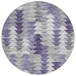 HomeRoots 5' Stylish Purple Lavender and Gray Geometric Area Rug for Indoor and Outdoor Spaces, Washable Design 8' Round 579513