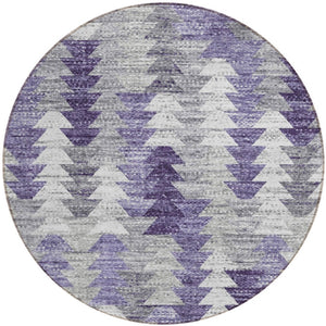 HomeRoots 5' Stylish Purple Lavender and Gray Geometric Area Rug for Indoor and Outdoor Spaces, Washable Design 8' Round 579513