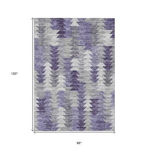 HomeRoots 5' Stylish Purple Lavender and Gray Geometric Area Rug for Indoor and Outdoor Spaces, Washable Design 8' X 10' 579514