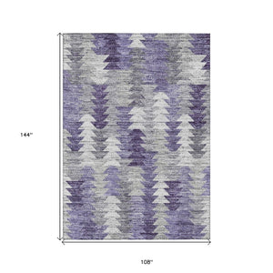HomeRoots 9' Stylish Purple Lavender and Gray Geometric Area Rug - Durable, Washable for Indoor & Outdoor Use 9' X 12' 579515