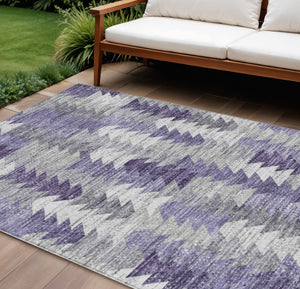 HomeRoots 9' Stylish Purple Lavender and Gray Geometric Area Rug - Durable, Washable for Indoor & Outdoor Use 9' X 12' 579515