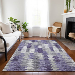 HomeRoots 9' Stylish Purple Lavender and Gray Geometric Area Rug - Durable, Washable for Indoor & Outdoor Use 9' X 12' 579515