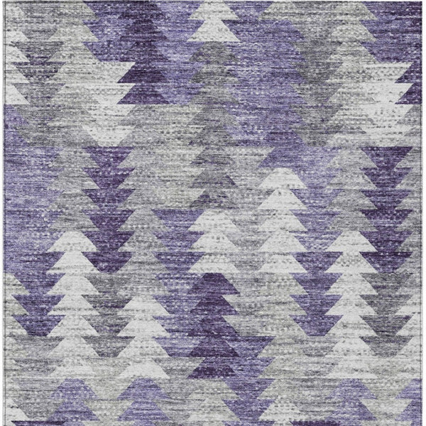 HomeRoots 9' Stylish Purple Lavender and Gray Geometric Area Rug - Durable, Washable for Indoor & Outdoor Use 9' X 12' 579515