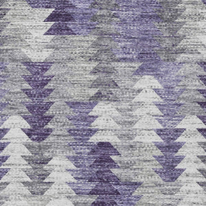 HomeRoots 5' Stylish Purple Lavender and Gray Geometric Area Rug for Indoor and Outdoor Spaces, Washable Design 10' X 14' 579516