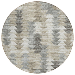 HomeRoots 5' Stylish Geometric Taupe Beige Tan Indoor Outdoor Area Rug for Modern Living Spaces & Patios 8' Round 579519