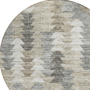 HomeRoots 5' Stylish Geometric Taupe Beige Tan Indoor Outdoor Area Rug for Modern Living Spaces & Patios 8' Round 579519