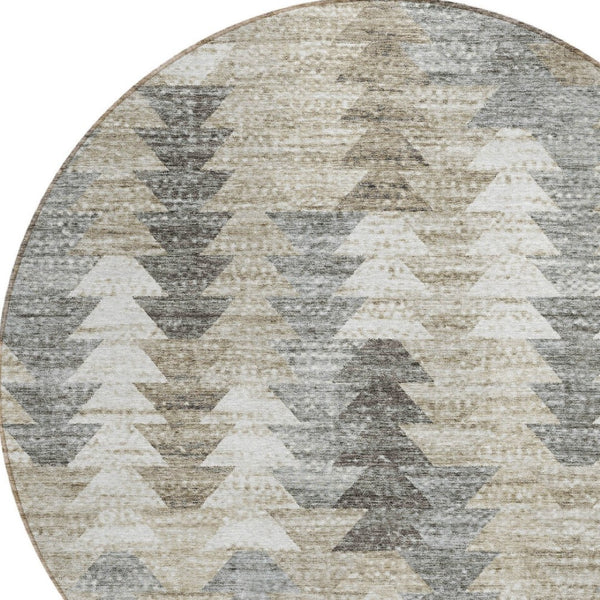 HomeRoots 5' Stylish Geometric Taupe Beige Tan Indoor Outdoor Area Rug for Modern Living Spaces & Patios 8' Round 579519