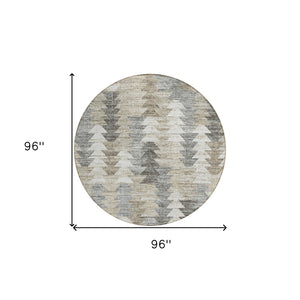 HomeRoots 5' Stylish Geometric Taupe Beige Tan Indoor Outdoor Area Rug for Modern Living Spaces & Patios 8' Round 579519