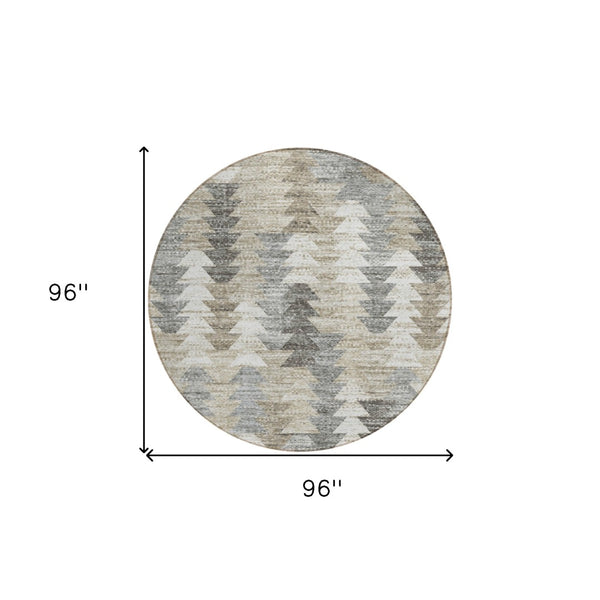 HomeRoots 5' Stylish Geometric Taupe Beige Tan Indoor Outdoor Area Rug for Modern Living Spaces & Patios 8' Round 579519