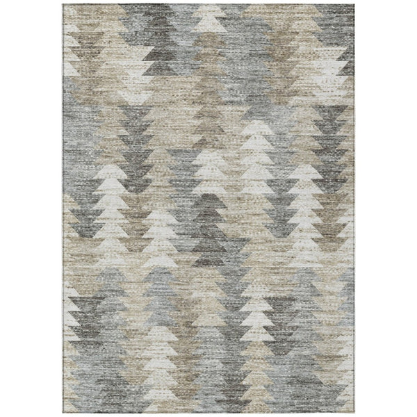 HomeRoots 5' Stylish Geometric Taupe Beige Tan Indoor Outdoor Area Rug for Modern Living Spaces & Patios 8' X 10' 579520