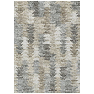 HomeRoots 5' Stylish Geometric Taupe Beige Tan Indoor Outdoor Area Rug for Modern Living Spaces & Patios 10' X 14' 579522