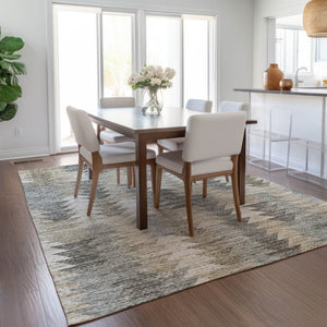 HomeRoots 5' Stylish Geometric Taupe Beige Tan Indoor Outdoor Area Rug for Modern Living Spaces & Patios 10' X 14' 579522