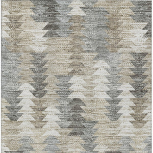 HomeRoots 5' Stylish Geometric Taupe Beige Tan Indoor Outdoor Area Rug for Modern Living Spaces & Patios 10' X 14' 579522