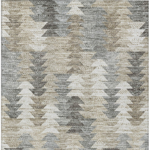 HomeRoots 5' Stylish Geometric Taupe Beige Tan Indoor Outdoor Area Rug for Modern Living Spaces & Patios 10' X 14' 579522