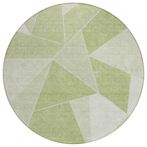 HomeRoots 5' Stylish Geometric Area Rug in Artichoke, Mint, and Sage - Durable, Washable for Indoor/Outdoor Use 8' Round 579525