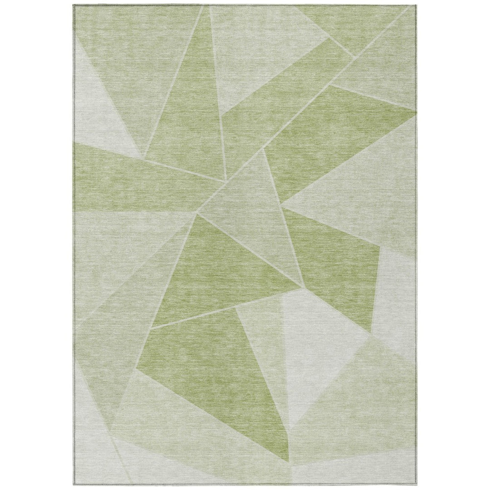 HomeRoots 5' Stylish Geometric Area Rug in Artichoke, Mint, and Sage - Durable, Washable for Indoor/Outdoor Use 8' X 10' 579526