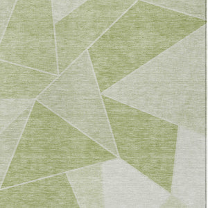 Homeroots 3' Geometric Artichoke Green Area Rug - Stylish Washable Design For Indoor & Outdoor Spaces 8' X 10' Polyester 579526