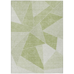HomeRoots 9' Modern Geometric Area Rug in Artichoke, Mint, and Sage – Washable, Durable for Indoor & Outdoor Use 9' X 12' 579527