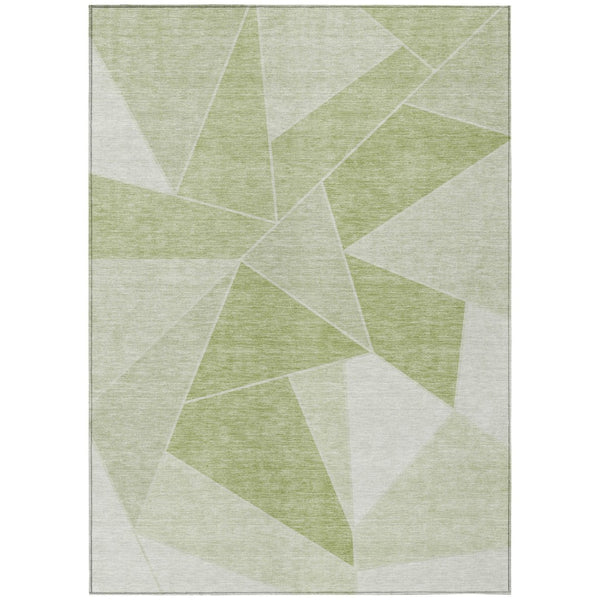 HomeRoots 9' Modern Geometric Area Rug in Artichoke, Mint, and Sage – Washable, Durable for Indoor & Outdoor Use 9' X 12' 579527