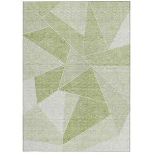 Homeroots 3' Geometric Artichoke Green Area Rug - Stylish Washable Design For Indoor & Outdoor Spaces 9' X 12' Polyester 579527