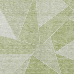 Homeroots 3' Geometric Artichoke Green Area Rug - Stylish Washable Design For Indoor & Outdoor Spaces 10' X 14' Polyester 579528
