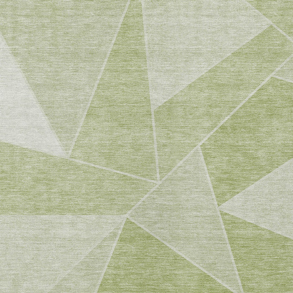 Homeroots 3' Geometric Artichoke Green Area Rug - Stylish Washable Design For Indoor & Outdoor Spaces 10' X 14' Polyester 579528