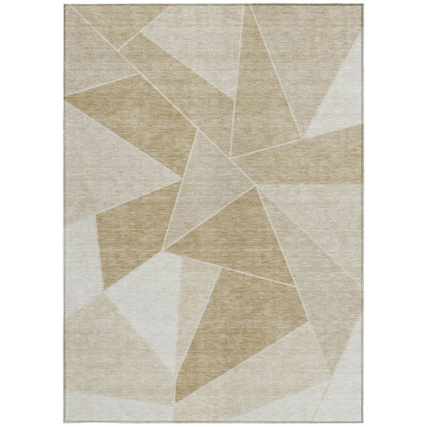 Homeroots 3' Geometric Artichoke Green Area Rug - Stylish Washable Design For Indoor & Outdoor Spaces 3' X 5' Polyester 579529