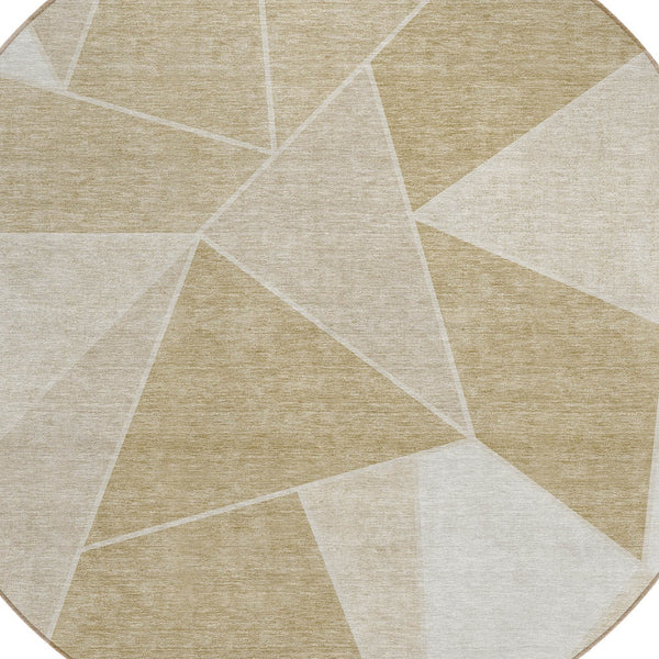 Homeroots 3' Geometric Artichoke Green Area Rug - Stylish Washable Design For Indoor & Outdoor Spaces 8' Round Polyester 579531
