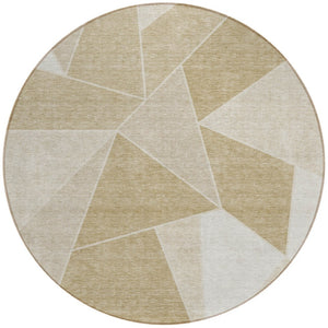 Homeroots 3' Geometric Artichoke Green Area Rug - Stylish Washable Design For Indoor & Outdoor Spaces 8' Round Polyester 579531