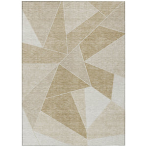 HomeRoots 5' Stylish Beige Tan and Ivory Geometric Indoor Outdoor Area Rug for Easy Care and High Traffic Use 8' X 10' 579532