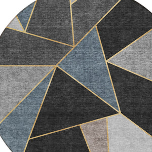 Homeroots 3' Geometric Artichoke Green Area Rug - Stylish Washable Design For Indoor & Outdoor Spaces 8' Round Polyester 579537