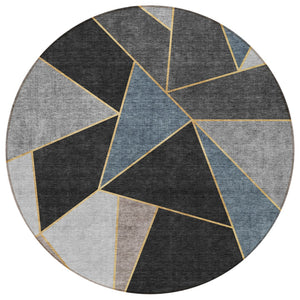 Homeroots 3' Geometric Artichoke Green Area Rug - Stylish Washable Design For Indoor & Outdoor Spaces 8' Round Polyester 579537