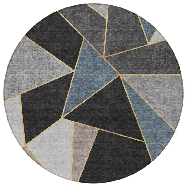 Homeroots 3' Geometric Artichoke Green Area Rug - Stylish Washable Design For Indoor & Outdoor Spaces 8' Round Polyester 579537