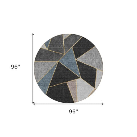 Homeroots 3' Geometric Artichoke Green Area Rug - Stylish Washable Design For Indoor & Outdoor Spaces 8' Round Polyester 579537