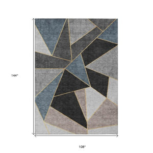 Homeroots 3' Geometric Artichoke Green Area Rug - Stylish Washable Design For Indoor & Outdoor Spaces 9' X 12' Polyester 579539