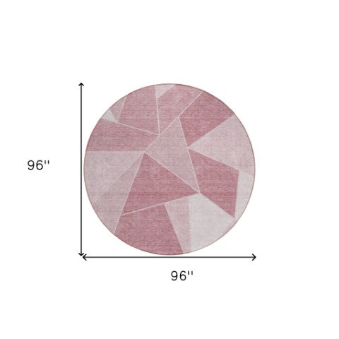 Homeroots 3' Geometric Artichoke Green Area Rug - Stylish Washable Design For Indoor & Outdoor Spaces 8' Round Polyester 579543