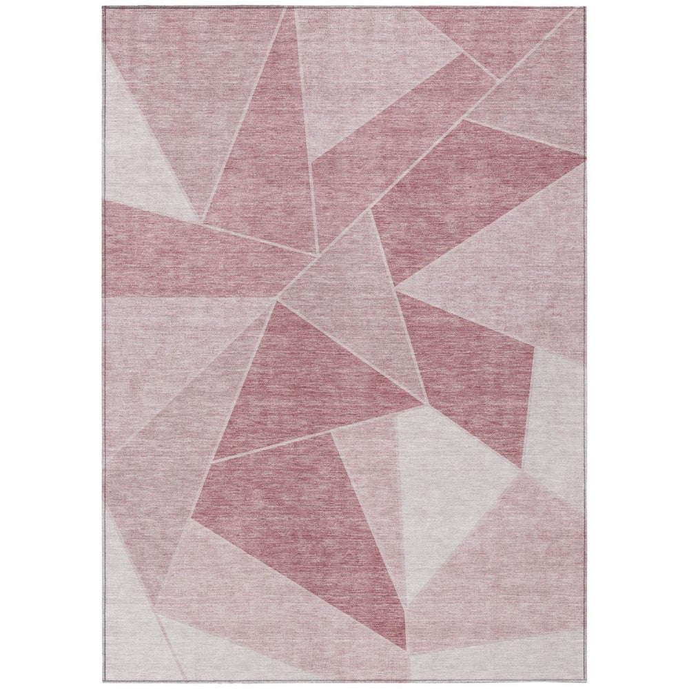 HomeRoots 5' Blush Pink and Ivory Geometric Area Rug – Durable, Washable Design for Indoor and Outdoor Use 10' X 14' 579546