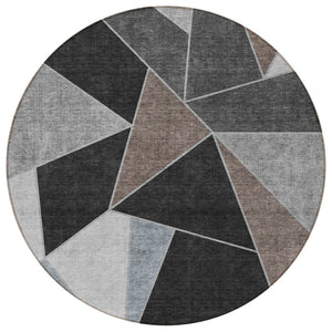 Homeroots 3' Geometric Artichoke Green Area Rug - Stylish Washable Design For Indoor & Outdoor Spaces 8' Round Polyester 579549