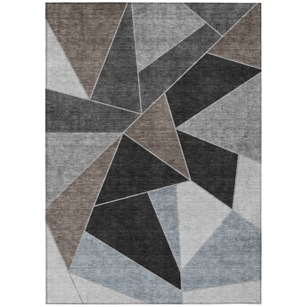 HomeRoots 9' Chocolate Gray and Charcoal Geometric Area Rug – Stylish, Durable, Machine Washable for Indoors & Outdoors 9' X 12' 579551