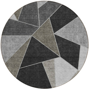Homeroots 3' Geometric Artichoke Green Area Rug - Stylish Washable Design For Indoor & Outdoor Spaces 8' Round Polyester 579555