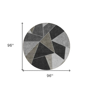 Homeroots 3' Geometric Artichoke Green Area Rug - Stylish Washable Design For Indoor & Outdoor Spaces 8' Round Polyester 579555