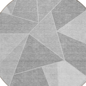 Homeroots 3' Geometric Artichoke Green Area Rug - Stylish Washable Design For Indoor & Outdoor Spaces 8' Round Polyester 579561